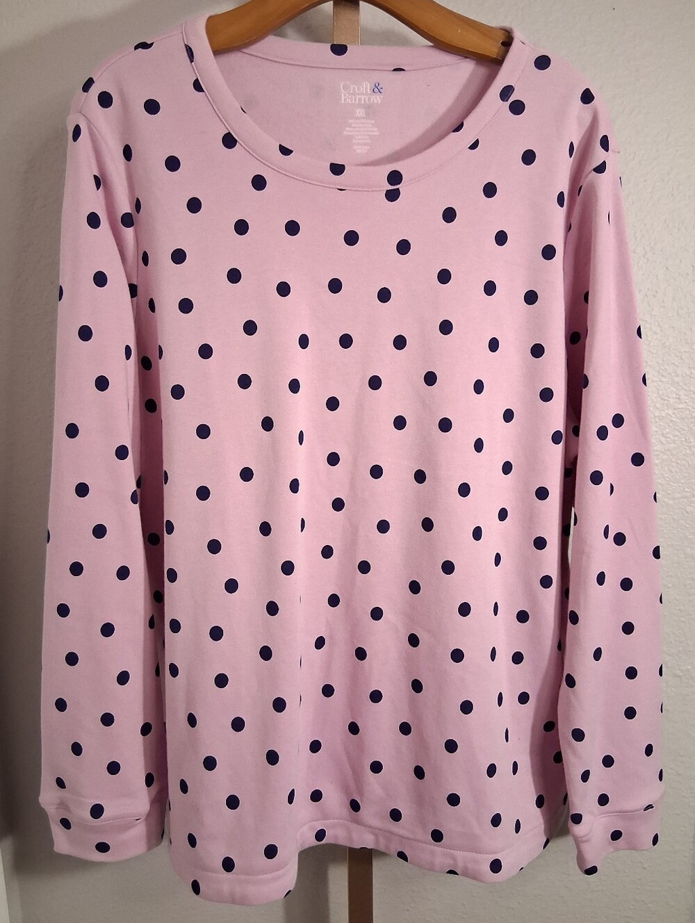 Croft And Barrow Pink Polka Dot Sweatshirt XXL